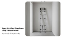 Lightweight Aluminum Telescoping Ladder Space-Saving Design Telescopic Ladder Compact Storage Climbing Equipment Anti-Slip Feet & Steps for DIY Enthusiasts, Professionals, Outdoor Work, Indoor, Home Maintenance, Construction Site