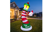 Inflatable with Santa and Reindeer Lighted Inflatable Yard Decor Festive Christmas Inflatable with Santa for Lawn, Garden