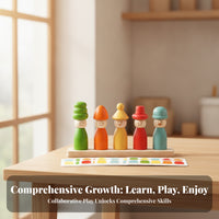 Painted Wood Child-Centered Stacking Toy Bright Colors Wooden Matching Toy for Toddlers, Preschoolers