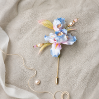 Handmade Silk Velvet Iris Brooch / Hair Clip - Intangible Cultural Heritage Craft