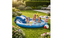 Inflatable Aquatic Fun Pool Lighthouse Column Kiddie Pool with Slide Round for Spraying Use