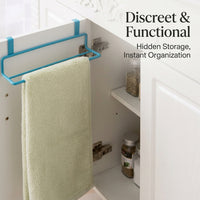 Bathroom Towel Rail, Iron Double Rod for Pantry & Kitchen, No-Drill Hook-On Storage for Small Space Homeowners, Versatile Cabinet Door Rack Over