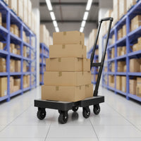 Flatbed Cart with Handle 6-Wheel Foldable Hand Cart Heavy Duty Folding Hand Truck for Office
