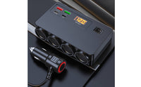 Digital Expansion Socket Compatible Car Charger with Volt Meter Safe Multi-Port Charging Hub Matte for Rideshare Drivers, Cars