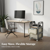 With casters Deskside backpack Holder Easy to Move Multi-Tier Rolling storage mobile unit Space Saving Storage Trolley Multifunctional for Students, educators, Kids, Classroom, Beside Desk, Study Room, Bedroom