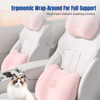 Car Support Pillow, Memory Foam Waist Pad, Cute Cat Design, Ergonomic Spine Support for Driver Seat, Women, Universal Fit