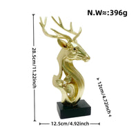 Gold Deer Figurine Tabletop Deer Sculpture with Base Shiny Figurine with Pedestal Stand Modern for Homeowners, Bookshelf