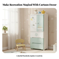 Large Capacity Multi-Bin Storage Cabinet child-appropriate Height Cartoon Drawer Chest Safe Rounded Corners children's Furniture Lightweight Design for Toddlers, Parents, Nursery, Playroom, Bedroom, Closet