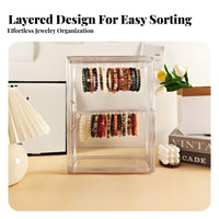 Dust-Proof Clear Bracelet Storage Box Large Capacity Acrylic Jewelry Display Case Space-Saving Design for Women, Teenagers
