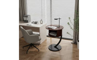 Round Side Table Modern Two-Tier Side Table Space-Saving Nightstand with Storage Shelf for Living Room, Bedroom