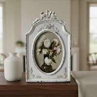 Bowknot Oval Frame Handcrafted Finish Ornate Relief Frame Gift Idealhome Decor for Living Room, Desktop