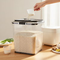 Airtight Food Storage Container for Rice and Flour, Moisture-proof, Insect-proof, Transparent, 15kg Capacity