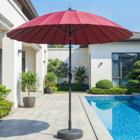 Outdoor Umbrella with 24 Ribs Sturdy Freestanding Umbrella with Base Large-Shade for Homeowners, Garden, Poolside, Backyard