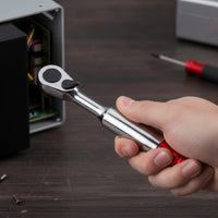 Slim Ratcheting Screwdriver Knurled Ratchet Screwdriver Straight Mini Ratchet Tight Areas for DIYers