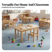 Multi-Functional Kindergarten Table and Chairs Child-Friendly Design Solid Wood Kids Activity Table Set Rounded Corners Wooden Study Desk and Chair Set Stable Structure for Preschoolers, Toddlers, Parents, Preschool, Daycare Center, Playroom