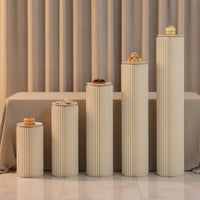 5 Pieces Reusable Foldable Cylinder Pedestal Stand Pleated Dessert Pedestal Column Lightweight Honeycomb Display Stand Clear for Party Hosts, Wedding Planners, Weddings, Birthday Parties