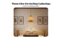 Waterproof Bamboo Woven Drop Light Natural Material Chinese Design Chandelier Decorative Hand-Woven Ceiling Light Easy Installation for Restaurant Owners, Interior Designers, DIY Enthusiasts, Courtyard, Garden, Patio, Dining Room