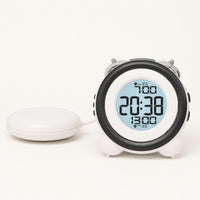 Large Digits Vibrating Alarm Timekeeper Vibration Pad Twin-Bell Bell Alarm Timekeeper White Timepiece