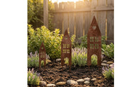 3 Pieces House-Shaped Garden Stake Hanging Hole Decorative House Stake Easy to Install Yard Ornament