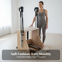 Installation-No Assembly Required Pilates Wunda Chair Padded Seat and Pedals Wunda Chair Stable Wood Frame Fitness Equipment Coil Resistance for Mind-Body Practice Studio, Home Gym