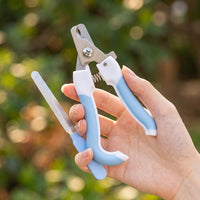 Nail Clippers and Nail File Set for Small Dog and Cat, Stainless Steel Blades to Avoid Over Cutting, Non Slip Ergonomic Handles, 2 Piece Pack