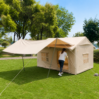 Inflatable Tent, 3-4 Person Air Tent with Instant Setup, Oxford Cloth Camping Tent with Living Area & Skylight, Sandy