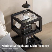 Compact Organizer 3-Tier Rolling Utility Trolley Minimalist Design 3-Tier Swivel Storage Stand Sturdy Construction Bedside Table Mobile with Wheels for Homeowners, Office Workers, Bedroom, Small Areas, Dorm Room, Bathroom
