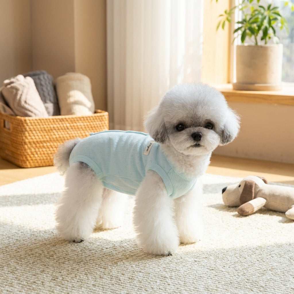 Dog Anti-Licking Shirt and Cat T-Shirt, Full Body Shirt and Cat Anti-Licking Shirt with Buttons, Solid Polyester Lining Pet Indoor Clothing