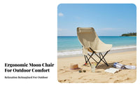 Heavy Duty Adjustable High-Back Moon Chair Breathable Textile Adjustable High-Back Camp Chair Sling-styleLike Comfort Folding Seat Side Storage Pocket for Campers, Picnickers, Camping, Fishing, Picnic, Picnics