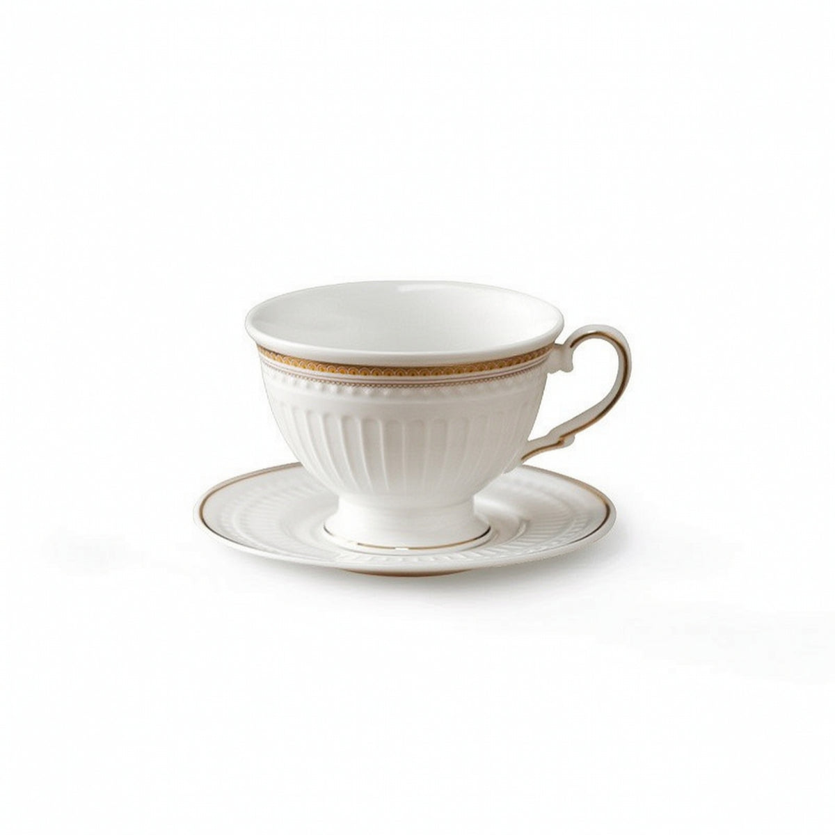 Vintage Cup and Saucer Set Embossed Ceramic Cup with Saucer Elegant Refined for Hosts