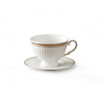 Vintage Cup and Saucer Set Embossed Ceramic Cup with Saucer Elegant Refined for Hosts