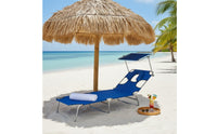 Foldable Design Folding Chaise Lounge Anti-Slip Feet Portable Tanning Chair Removable Pillow Lay Flat Beach Lounger Heavy Duty for Patio, Balcony, Poolside