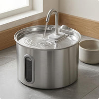 Stainless Steel Pet Fountain Curved Spout Round Pet Fountain 2.8 L Capacity