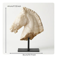 Horse Head Sculpture Weathered Tabletop Ornament with Base Vintage for Study