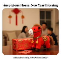 Chinese New Year Horse Stuffed Toy Soft and Cuddly Chinese New Year Horse Stuffed Toy Blessing Souvenir for Family, Collectors, Spring Festival