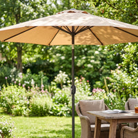 Patio Umbrella with Base Round Outdoor Umbrella with Base Manual Open for Homeowners, Cafe Owners, Backyard, Garden, Poolside