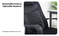 Height Adjustable Reclining Mesh Chair with Footrest 360-Degree rotating Ergonomic Recliner with Footrest Built-in Support Computer Seat for Long Sitters, Remote Workers, Students, resting, Relaxing, Study, Gaming Room