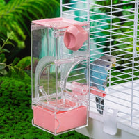 Parrot Feeder and Automatic Bird Food Dispenser with Perch, Anti-Spill Cage Feeder for Medium and Small Parrots, External Food Feeder