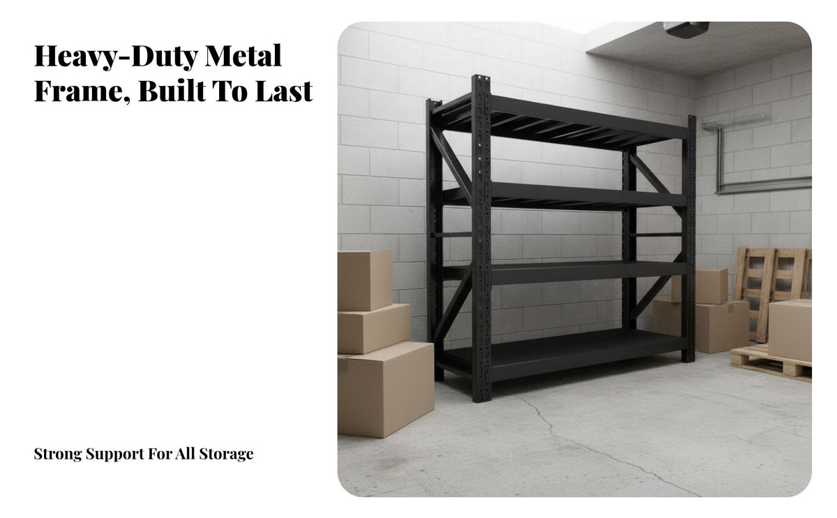 Heavy Duty Storage Rack Stable and Warehouse Goods Rack 2400 Load Capacity Multi-Layer Metal Shelf for Workshop, Basement, Pantry