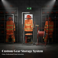 Stainless Steel Fire Suit Rack Rust-Resistant Double-Sided Turnout Gear Rack Heavy Duty Firefighter Gear Locker for Firefighting Personnel