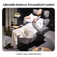 Lumbar Support Armchair with Ottoman Ergonomic Design Lounge Chair High Backrest Indoor Seating Extra-Thick Padding for Readers, Adults, Homeowners, Living Room, Bedroom, Reading Nook, Home Office