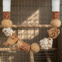 Bird Gnaw Toy Wood Hanging Bird Toy with Metal Hardware Enrichment for Parrots