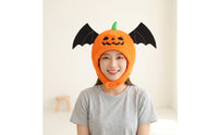 Pumpkin Hat with Wings Spooky Halloween Soft Headwear Jack-O'-Lantern Head Cover Comfortable Pumpkin Head Mask Oversized