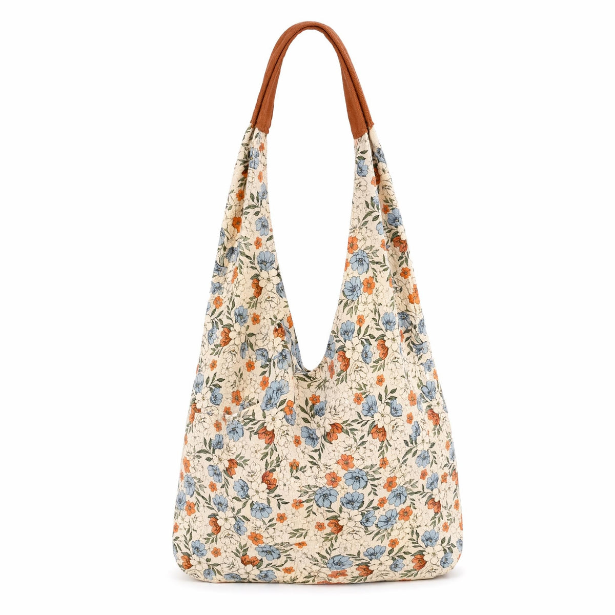 Casual Tote Bag with Floral Print Soft Slouchy Shoulder Bag Comfortable Handbag Portable for Women