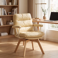 High-Back PU Leather Office Chair Cushioned Office Chair with Padded Arms Ergonomic Adjustable for Telecommuting Workers, Adults, Students, Study Room, Bedroom