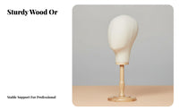 Linen Head Model with Wooden Base Multiple Height Options Textile Mannequin Head Versatile Hat Display Stand for Retail Store, Boutique, Showcase Show
