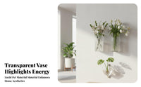 Hydroponic Friendly Clear Ribbed Plant Pocket Transparent Design Wall Planter Space Saving Hanging Vase Easy Installation for Apartment Dwellers, DIYers, Living Room, Hallway, Bedroom, Balcony