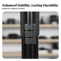 Multi-Angle Adjustment Aluminum Alloy Tripod Lightweight Camera Tripod Universal Compatibility Portable Camera Stand Stable Structure for Content Creators, Photographers, Outdoor, Night Fishing, Travel, Studio