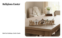 Wooden Cross Angel Sign Country Chic Design Wooden Cross Decoration Religious Theme Easter Resurrection Scene Decor for Tabletop, Home, Living Room