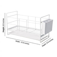 Dish Rack with Draining Board, 2-Tier Stainless Steel Dish Rack and Dish Drainer, Space Saving Kitchen Storage with Cutlery Holder and Tray